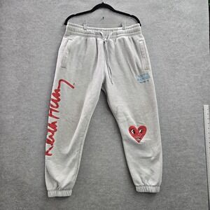 Keith Haring X Shoe Palace Men Activewear Pants M‎ Gray Jogger Logo Embroidered